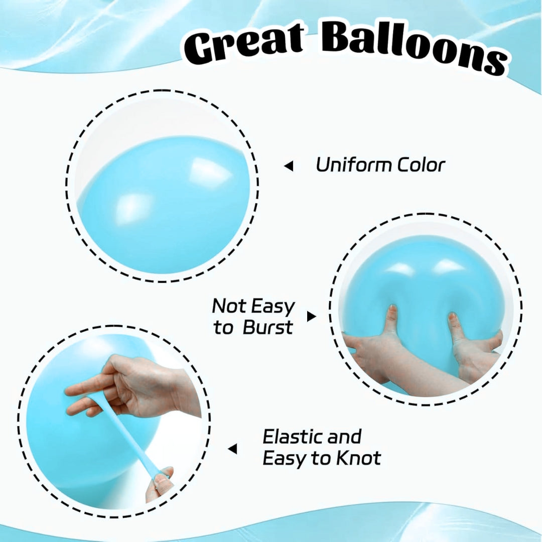 Sky Blue Latex/Rubber Balloons - Helium Quality - 12 inches - 20PC