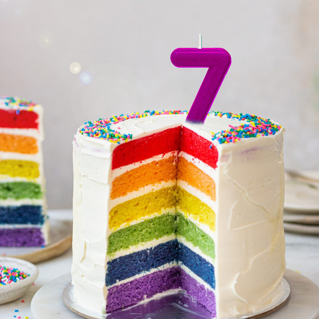Purple Glitter Number 7 Birthday Candle - 1PC
