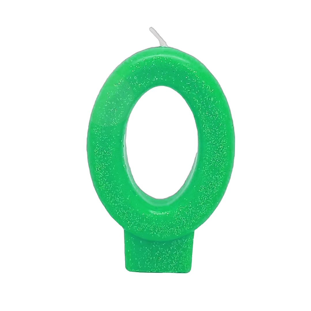 Green Glitter Number 0 Birthday Candle - 1PC