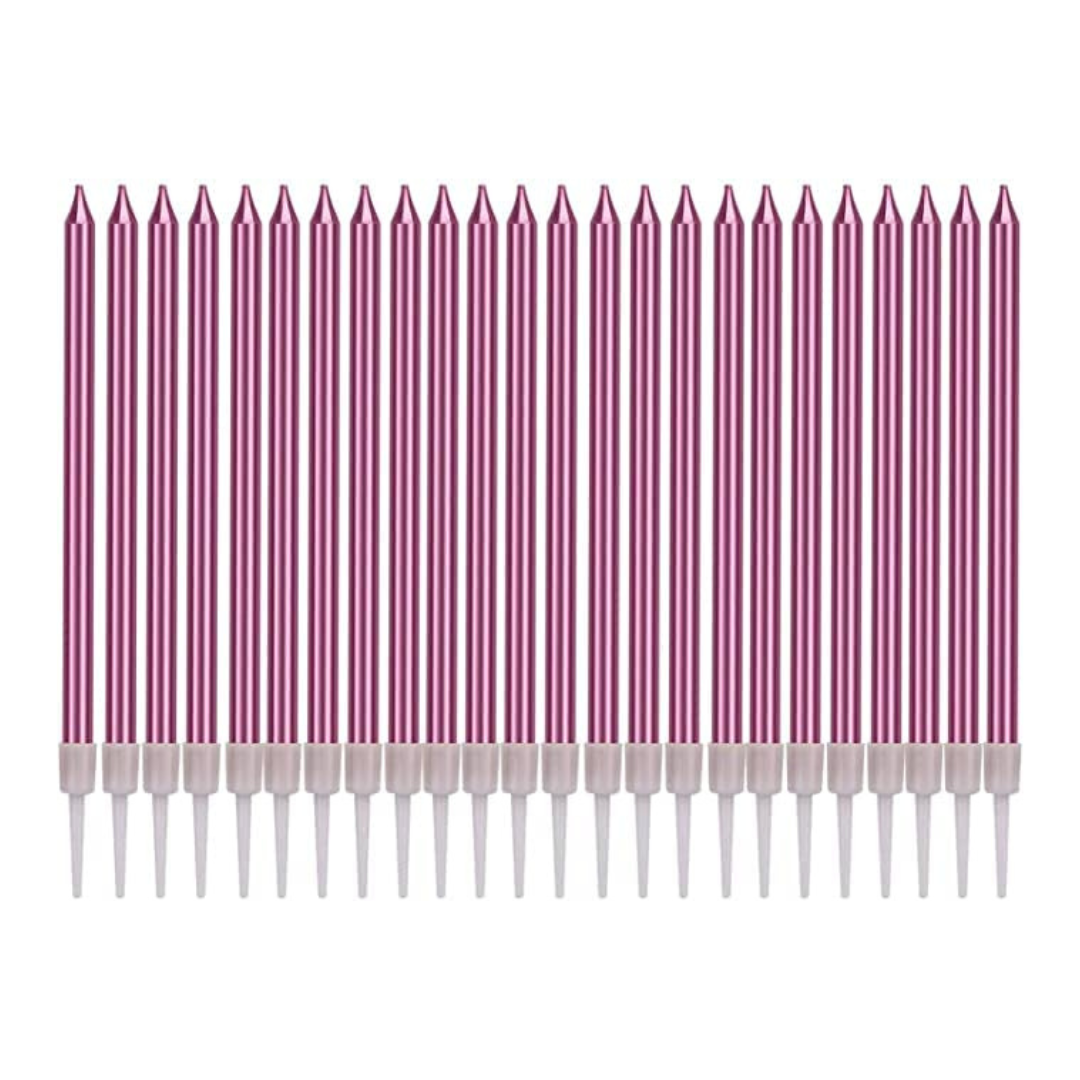 Pencil Thin Rose Pink Candles - 10PC