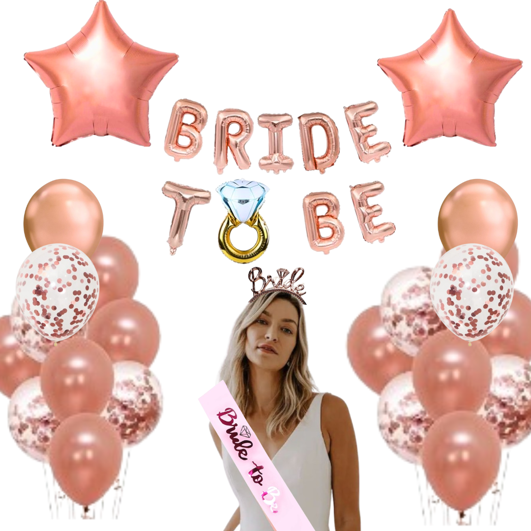 Bride To Be Rose Gold Bachellorette Decor Set - 38PC