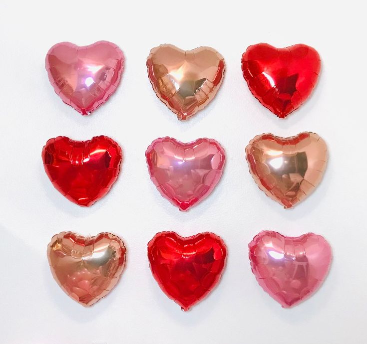 Rose Gold Heart Shaped Foil Balloon - Helium Quality - 18 inches - 4PC