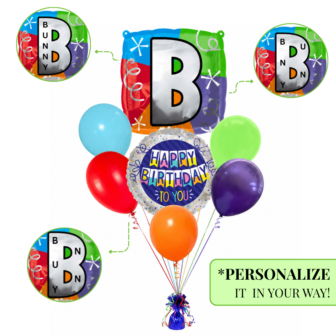 Alphabet "B" Printed Square Shaped Balloon Helium Supported for Birthday Boy/Girl Name Initiatls - 18 inches