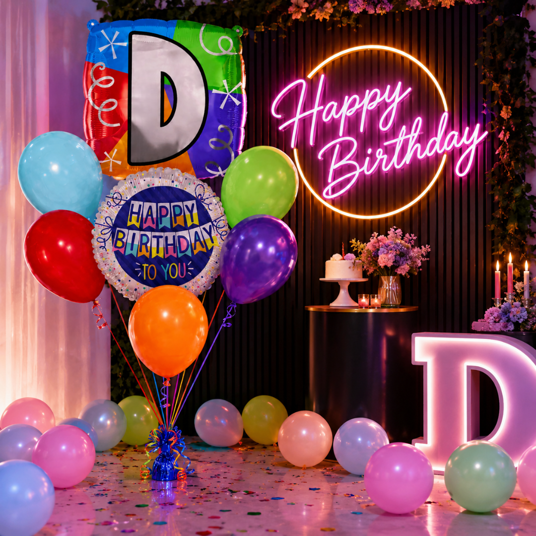 Alphabet "D" Printed Square Shaped Balloon Helium Supported for Birthday Boy/Girl Name Initiatls - 18 inches