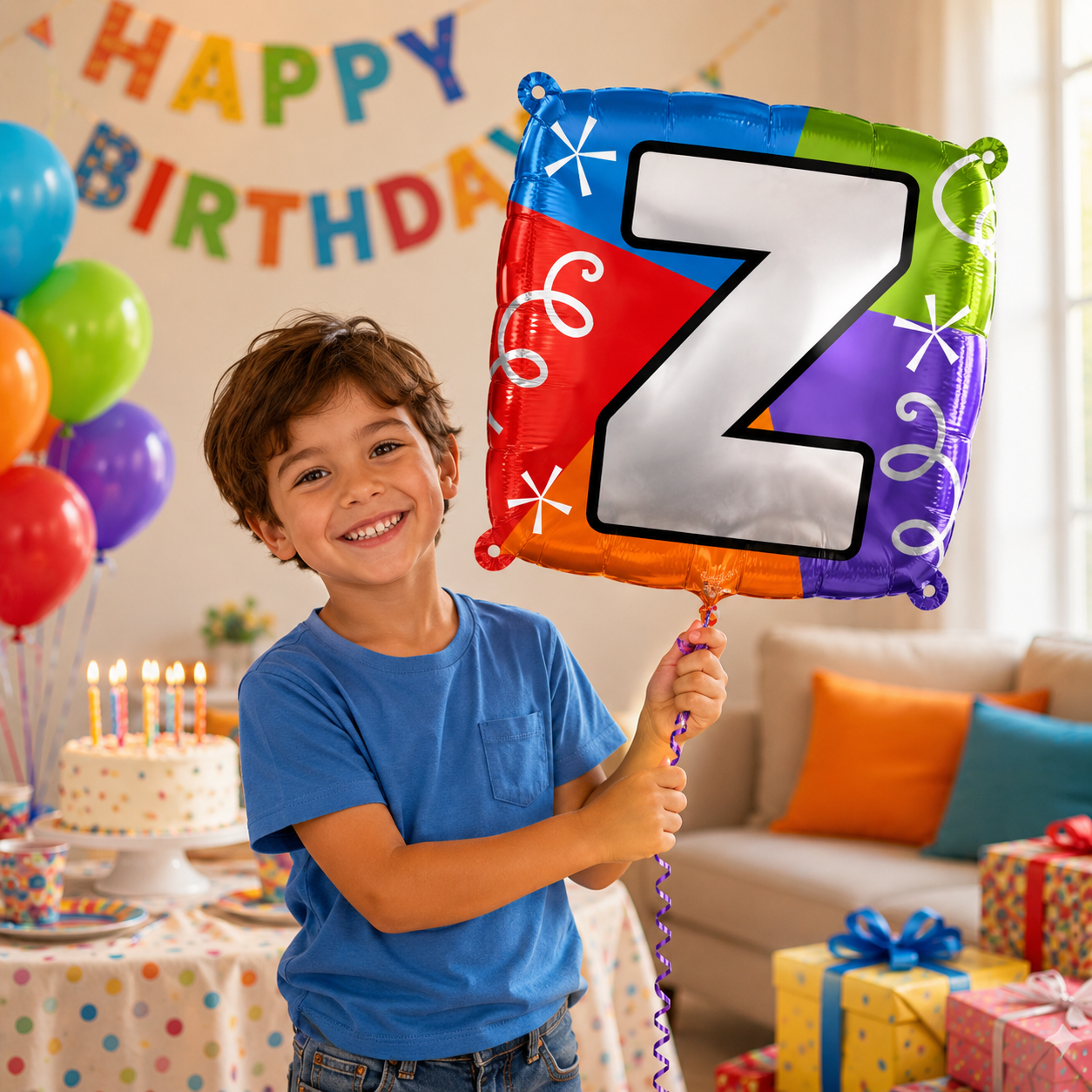 Alphabet "Z" Printed Square Shaped Balloon Helium Supported for Birthday Boy/Girl Name Initiatls - 18 inches