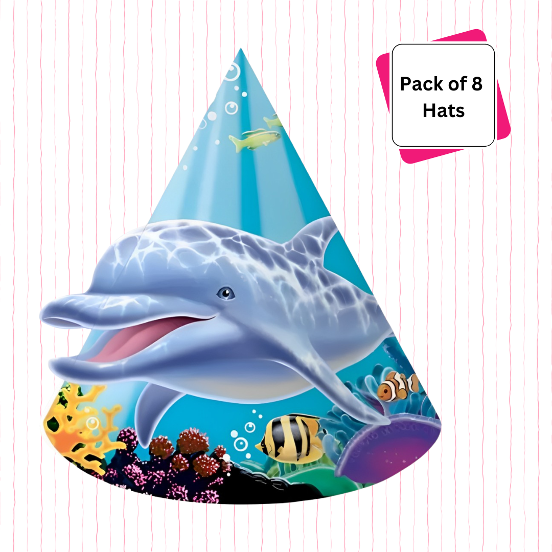 Underwater Theme Cone Shape Party Hat - 8PC