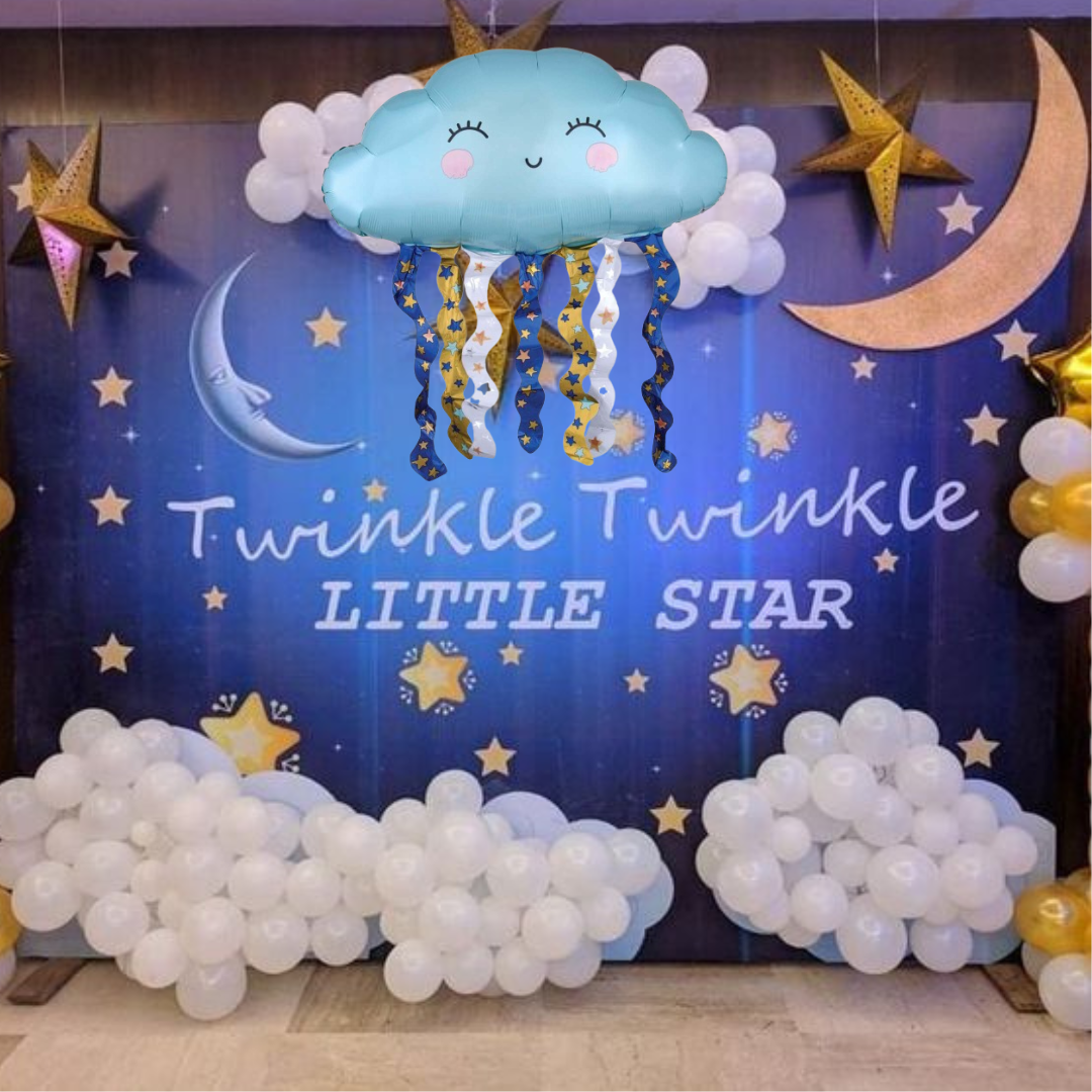 Cloud Shaped Balloon with Twinkling Star Prints - 30 inches - 1PC