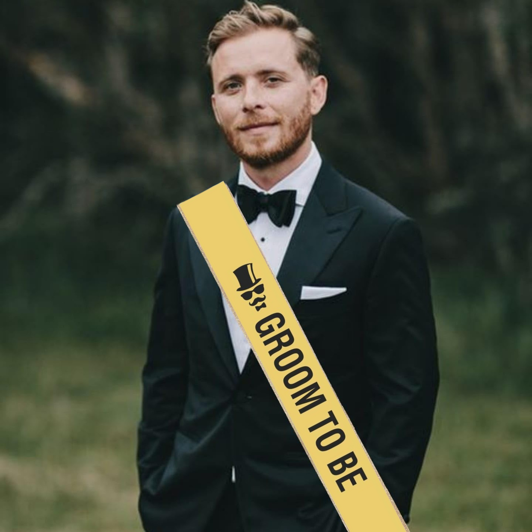 Groom To Be Sash Black & Gold