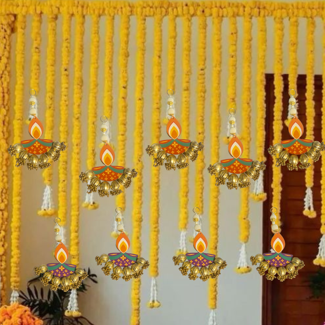 Diya Hangings for Temple Decor, Diwali Decorations - Pack of 2