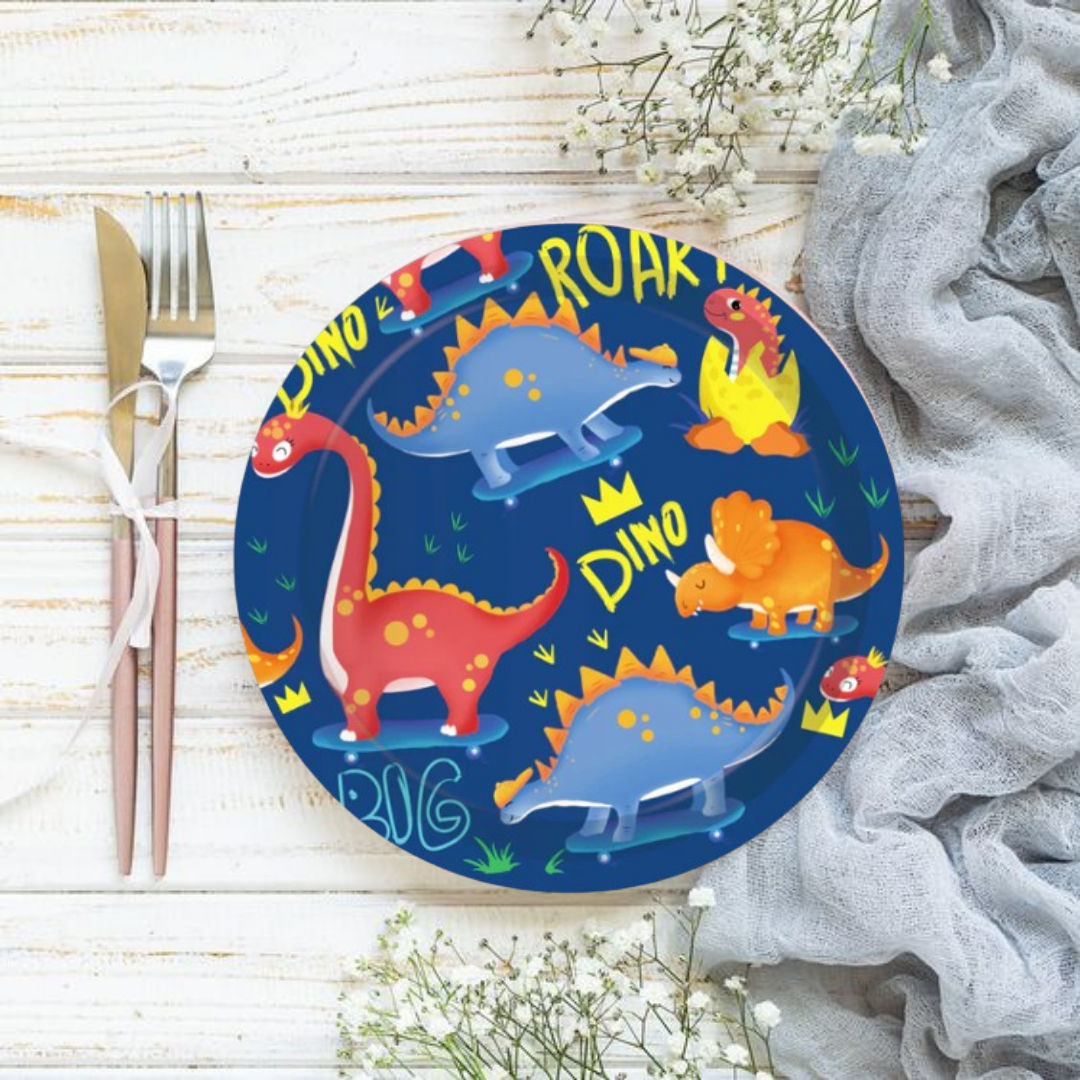 Dinosaur Theme Paper Plates 9"-Pack of 8