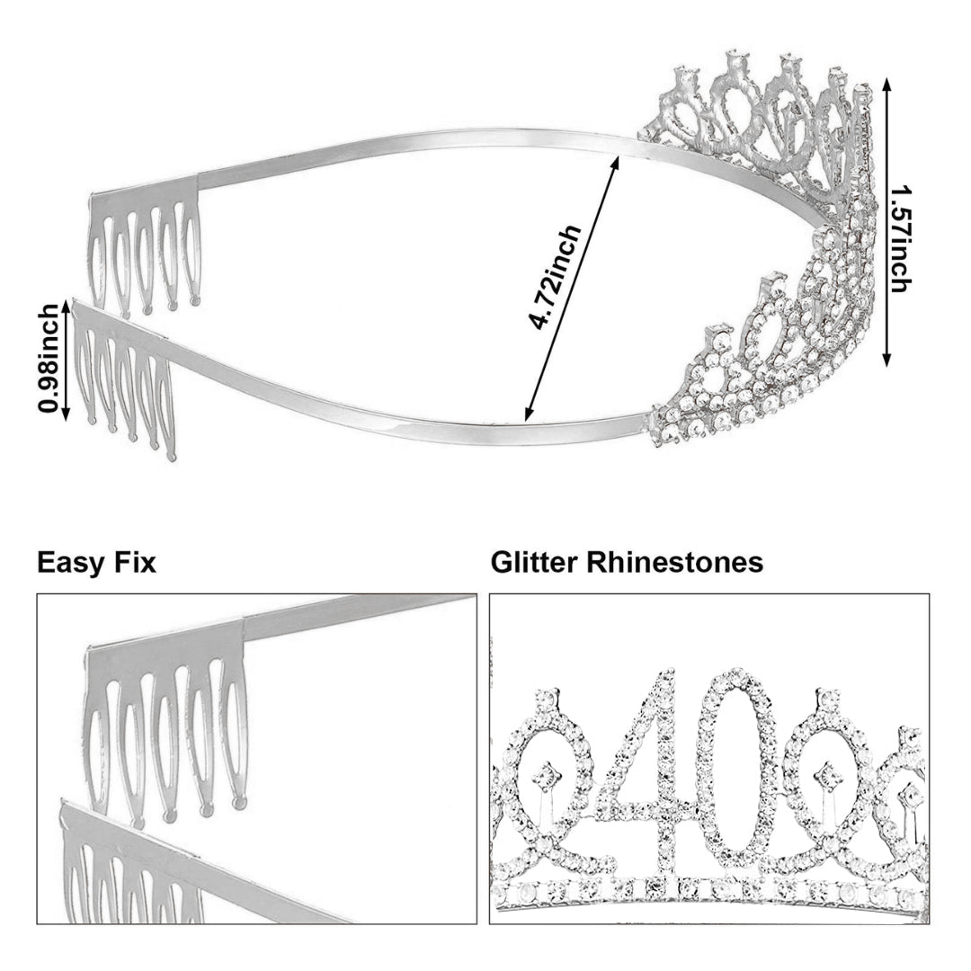 Happy 40th Birthday Silver Tiara - 1PC