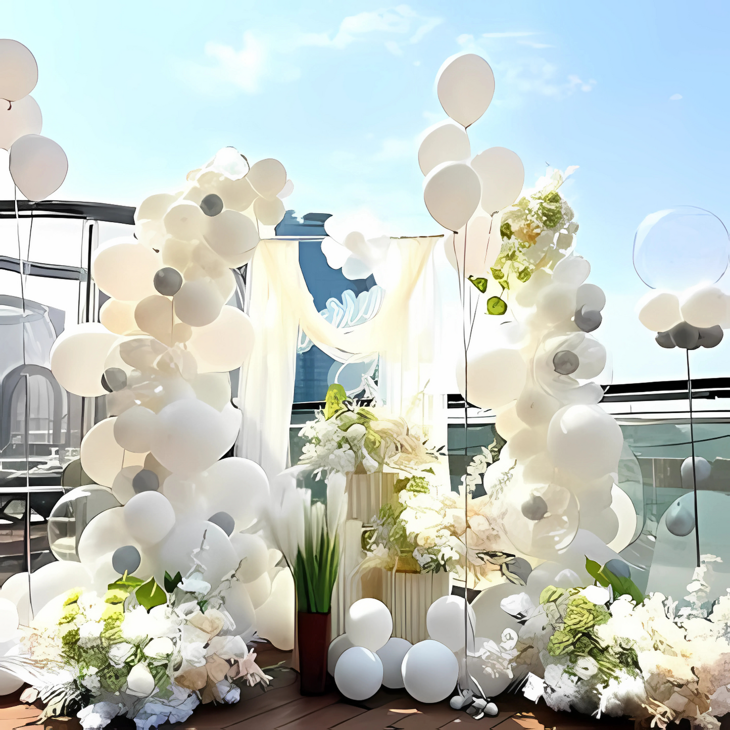 8" White Latex Balloon - 50ct