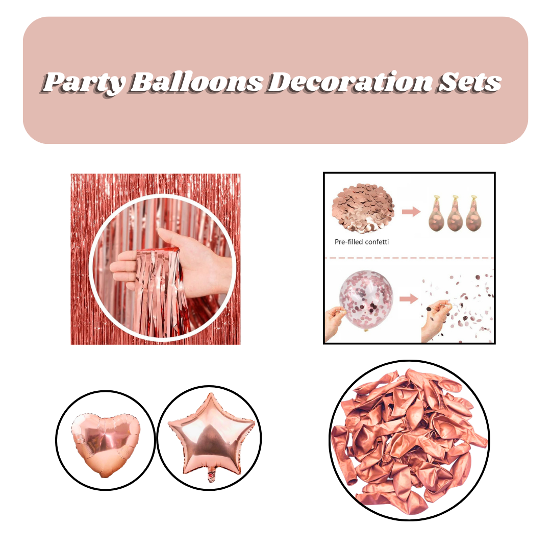 "Rose Gold Birthday Decor Set For Girls - 44PC "