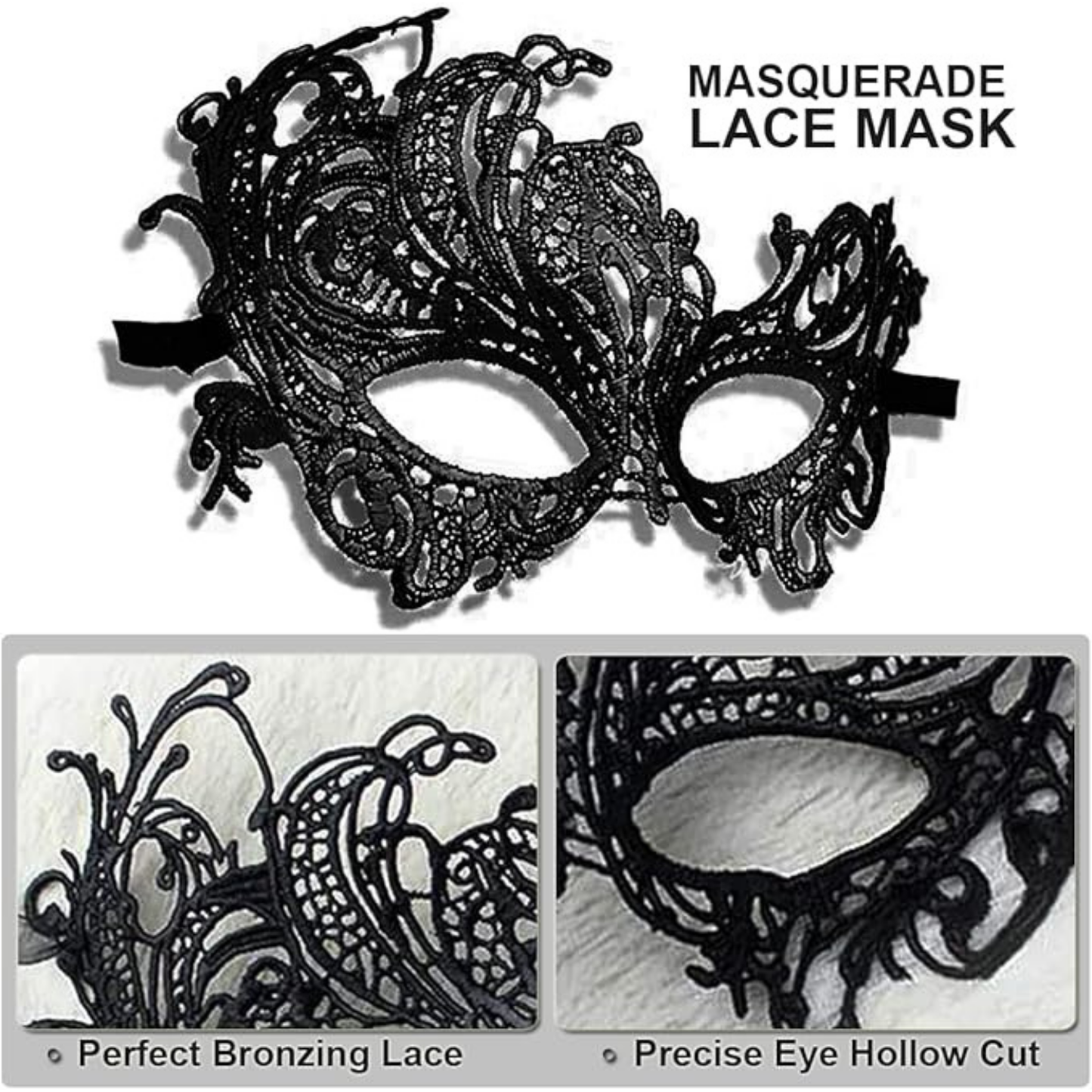 Masquerade Black Eye Mask Combo for Woman - 3PC