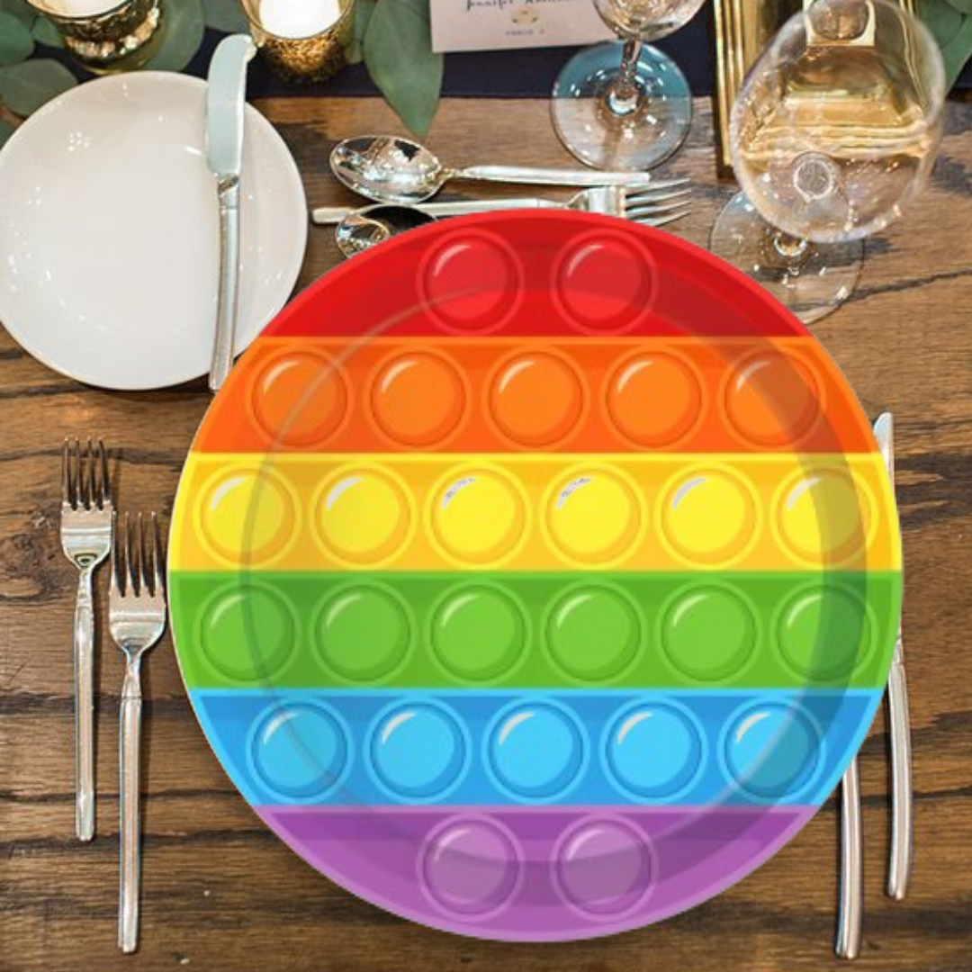 POP IT Colorful Theme Paper Plates-Pack of 8 9" (Multicolor)