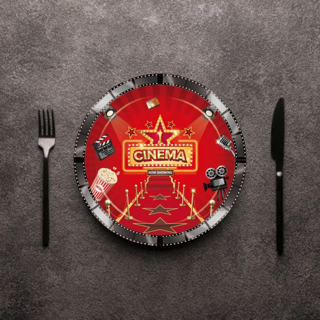 Cinema Theme Paper Plates 9"- Pack of 8, For Movie night