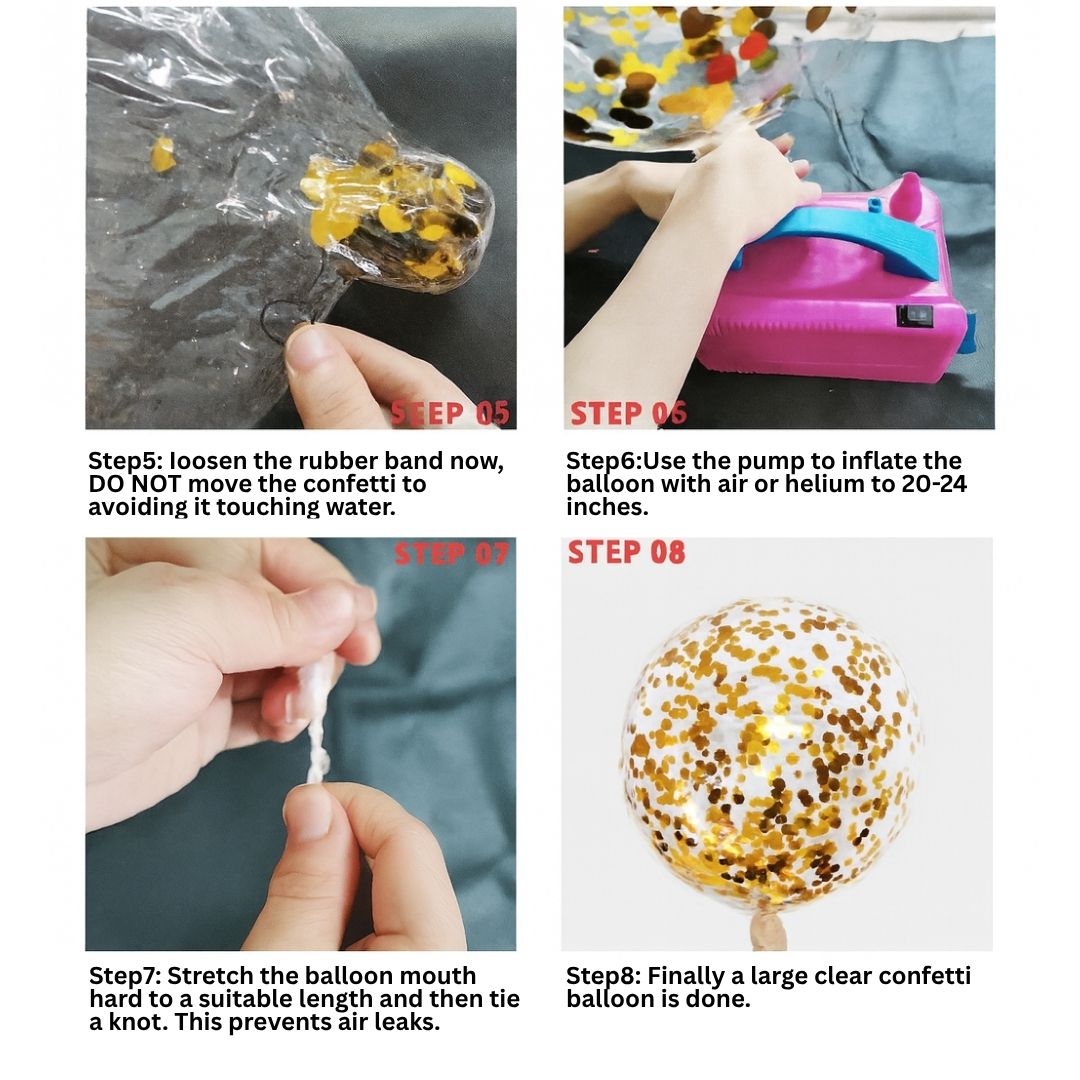 Wanna Party 5 Pieces 24 Inch Jumbo Bubble Confetti Bobo Balloons Including Gold Confetti for Wedding Birthday Anniversary Christmas Decorations(Gold)