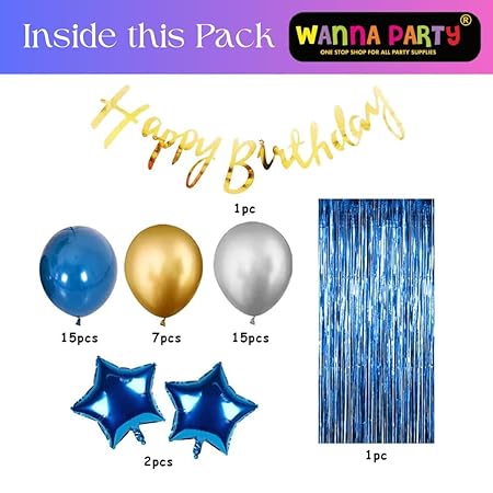 Wanna Party Birthday Decoration Items for Boys- 44 Pcs
