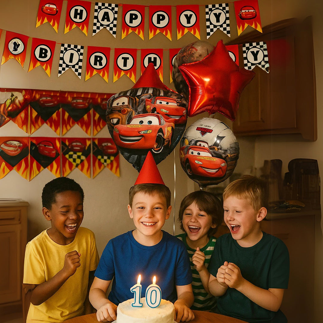 Racing Car F1 Theme Party Banner & Balloons Combo - 6PC