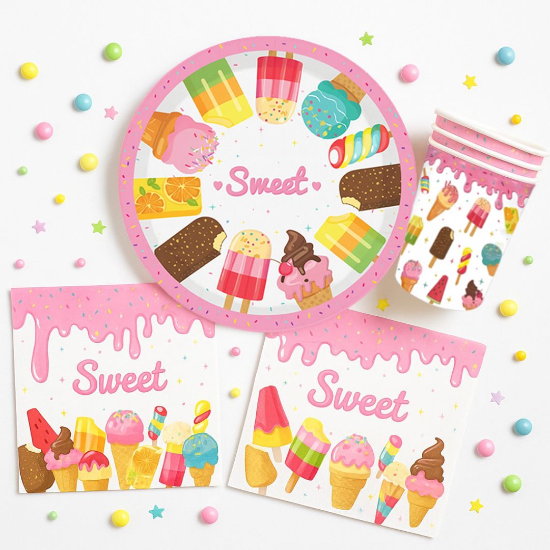 Sweet Candy Theme Tableware Set - Pack of 40