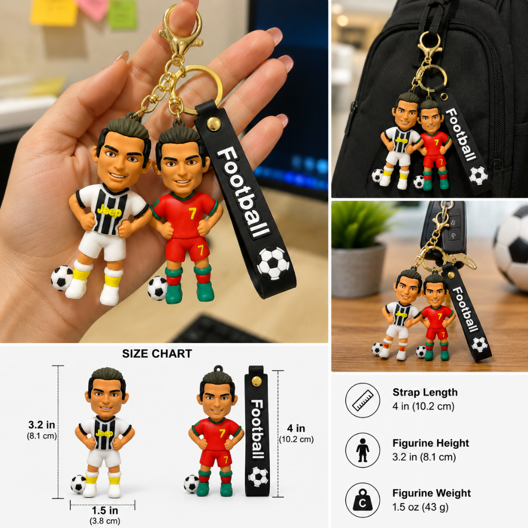 Ronaldo Key Chain with Red Jersey & White Jersey Set of 2