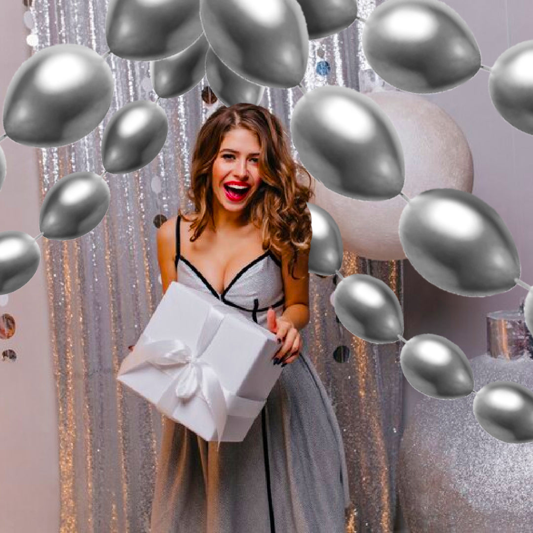 12" Linking Balloon Metallic Silver - 10PC