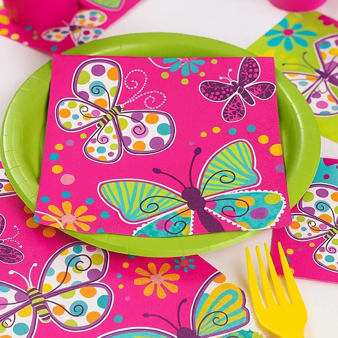 Butterfly Theme Sparkle Party Lunch Napkins - 16PC
