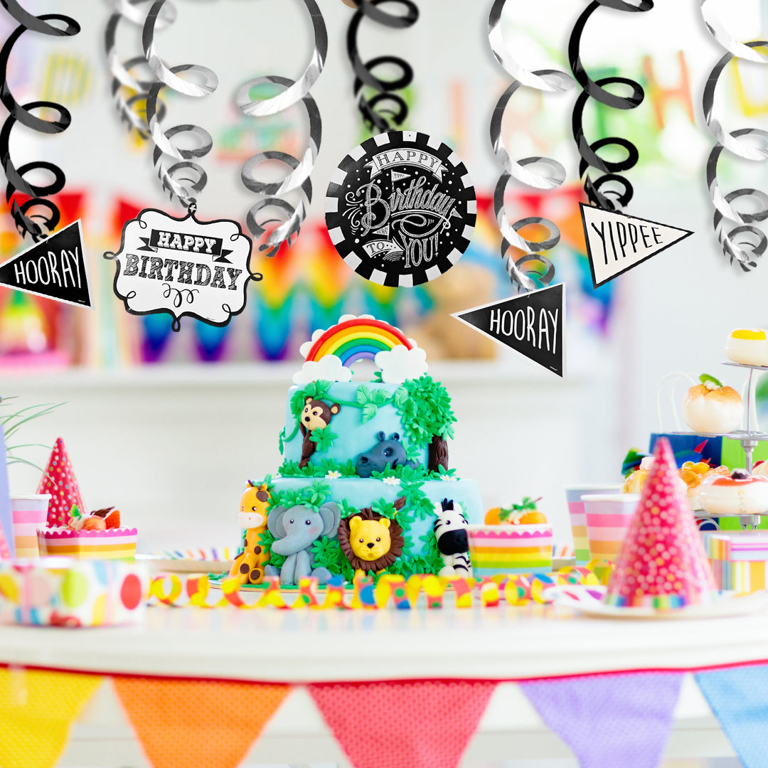 Chalkboard Themed Swirl Decoration - 3PC