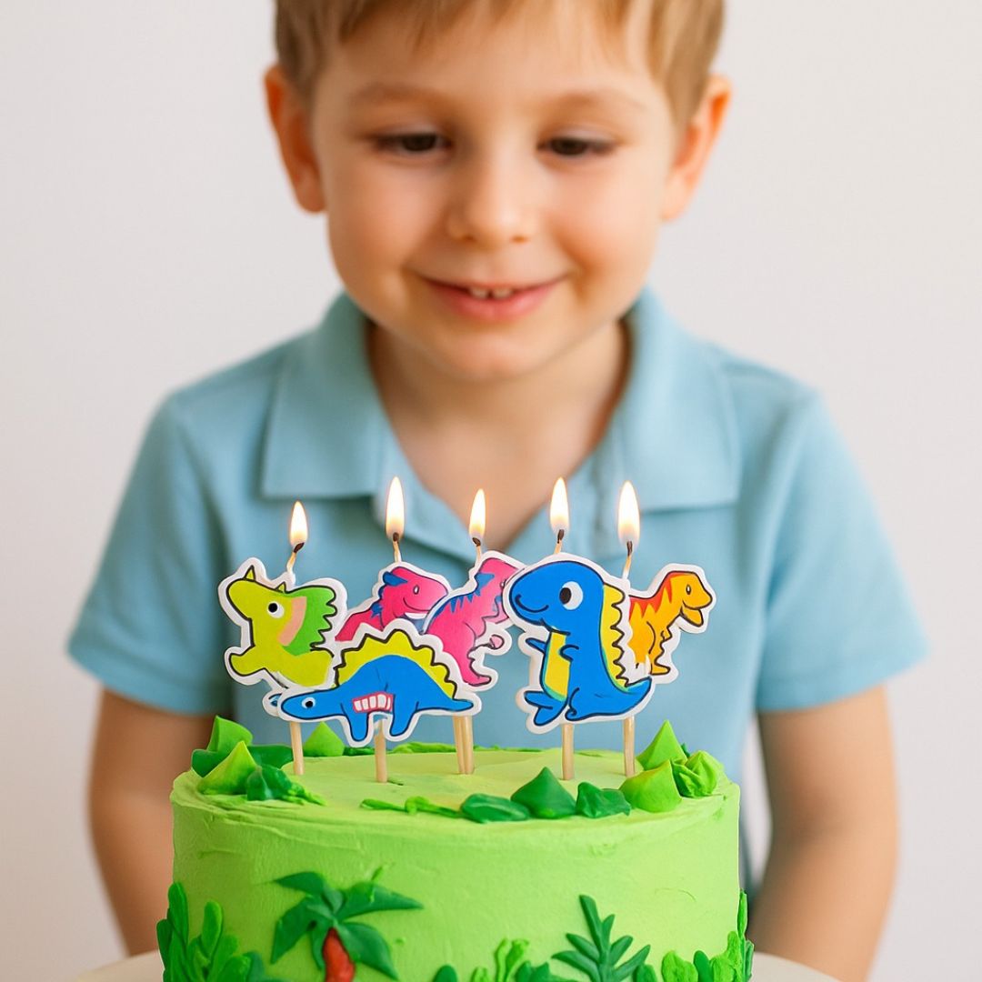 Dinosaur Theme Birthday Candles - 5Pc