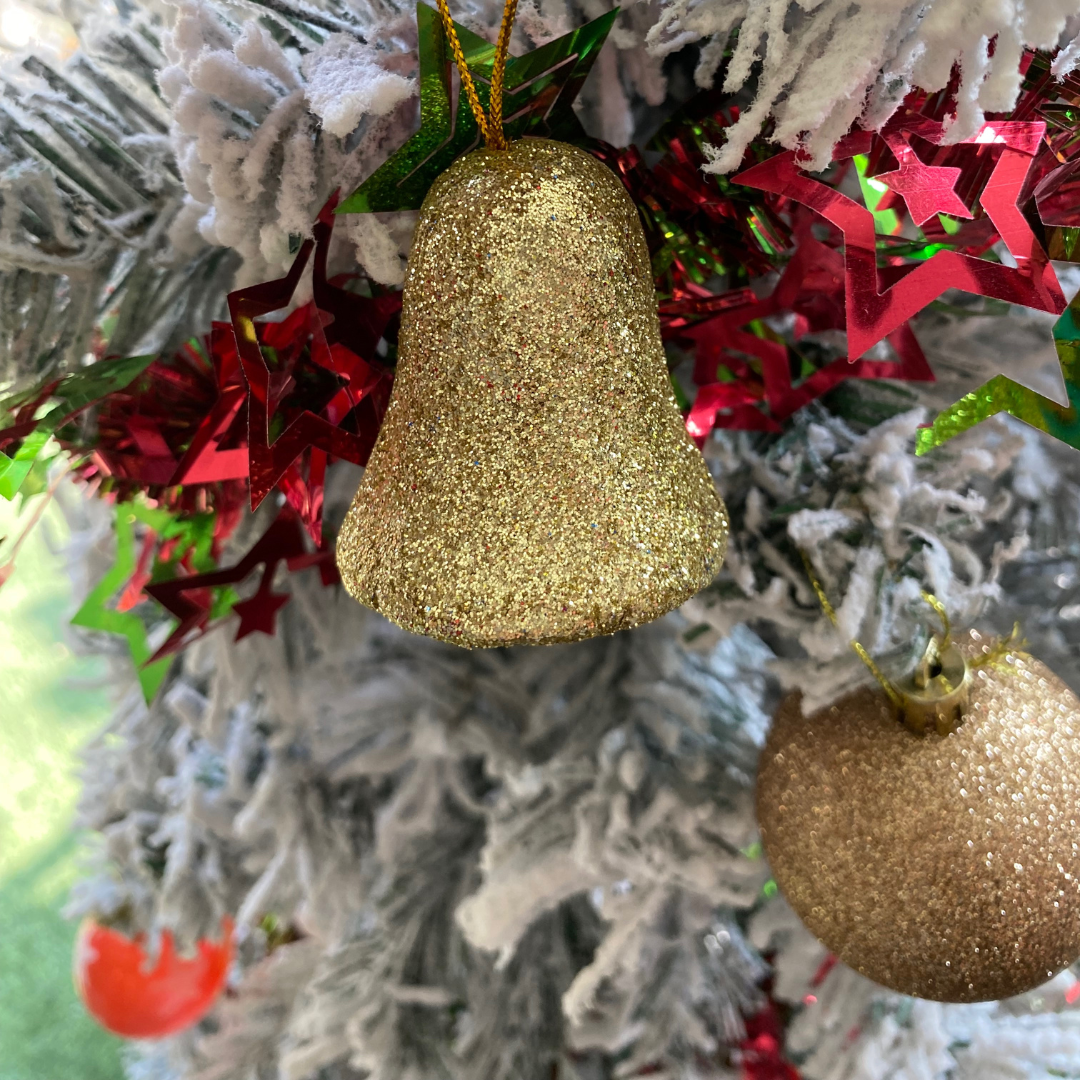 Glitter Multicolor Bells Tree Decoration Ornaments ? 6PC