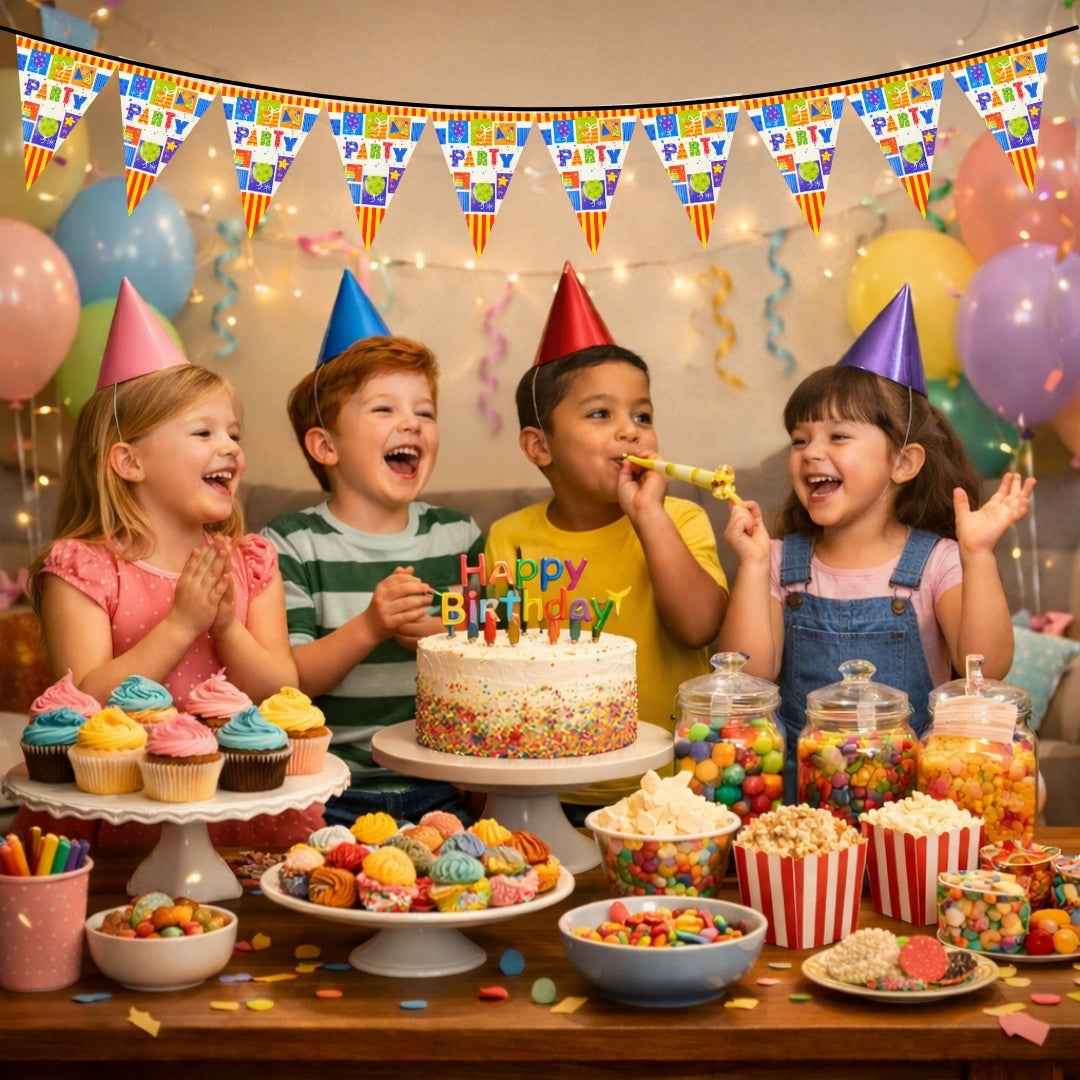 Party Bunting Banner - Over 9 Ft Long Decoration for All Occasions - 1 Pc