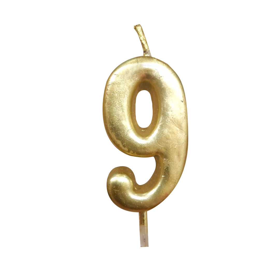 Golden Number 9 Candle - 1PC