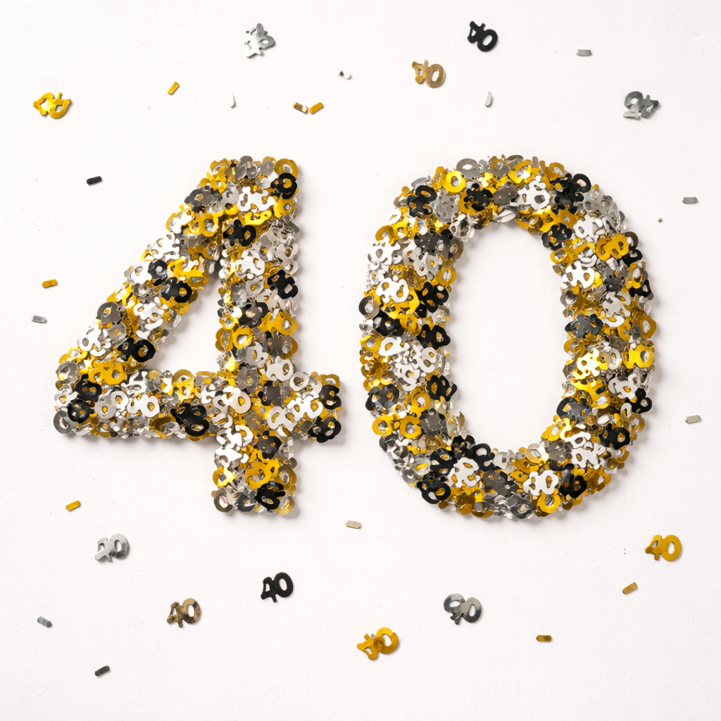 40th Birthday Golden, Black & Silver Confetti