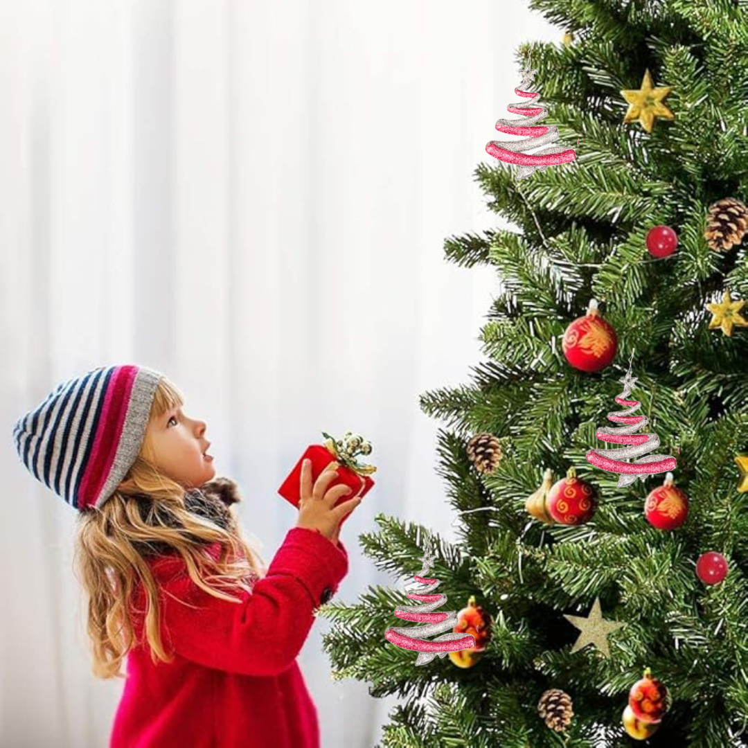 Christmas Tree Shooting Star Hanging Silver - 2PC