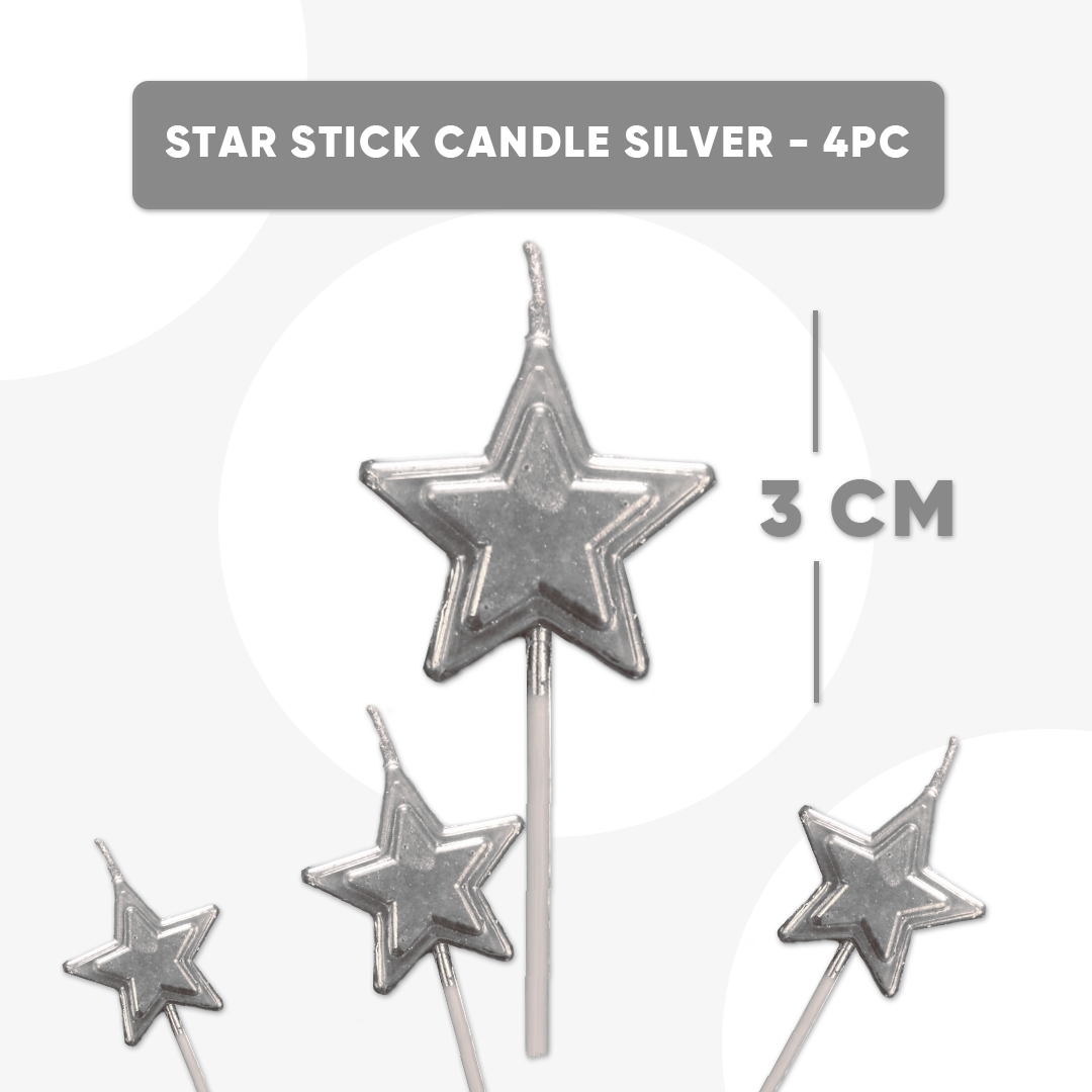 Star Stick Candle Silver - 4PC