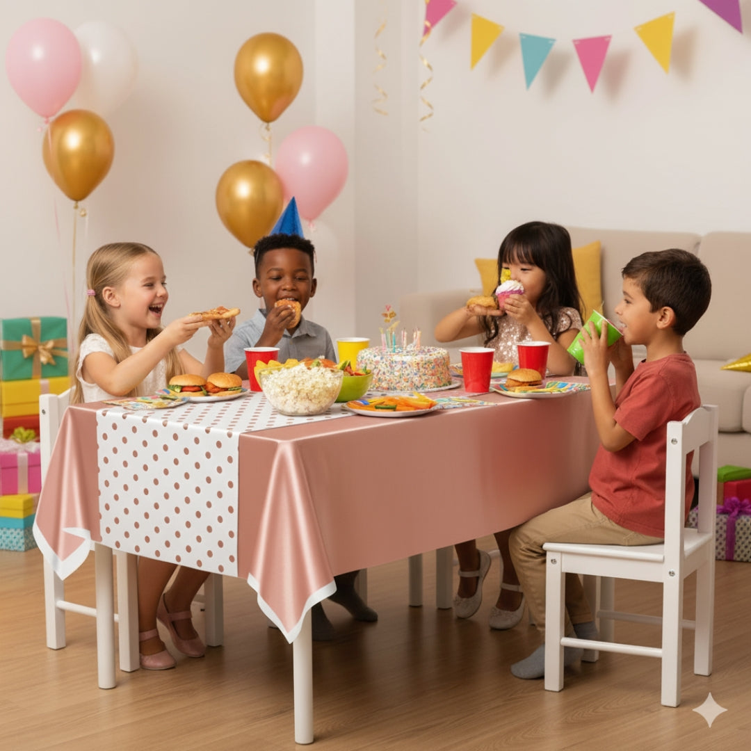 Pink Tablecover with Golden Polka Dot 54inx72in - 1PC