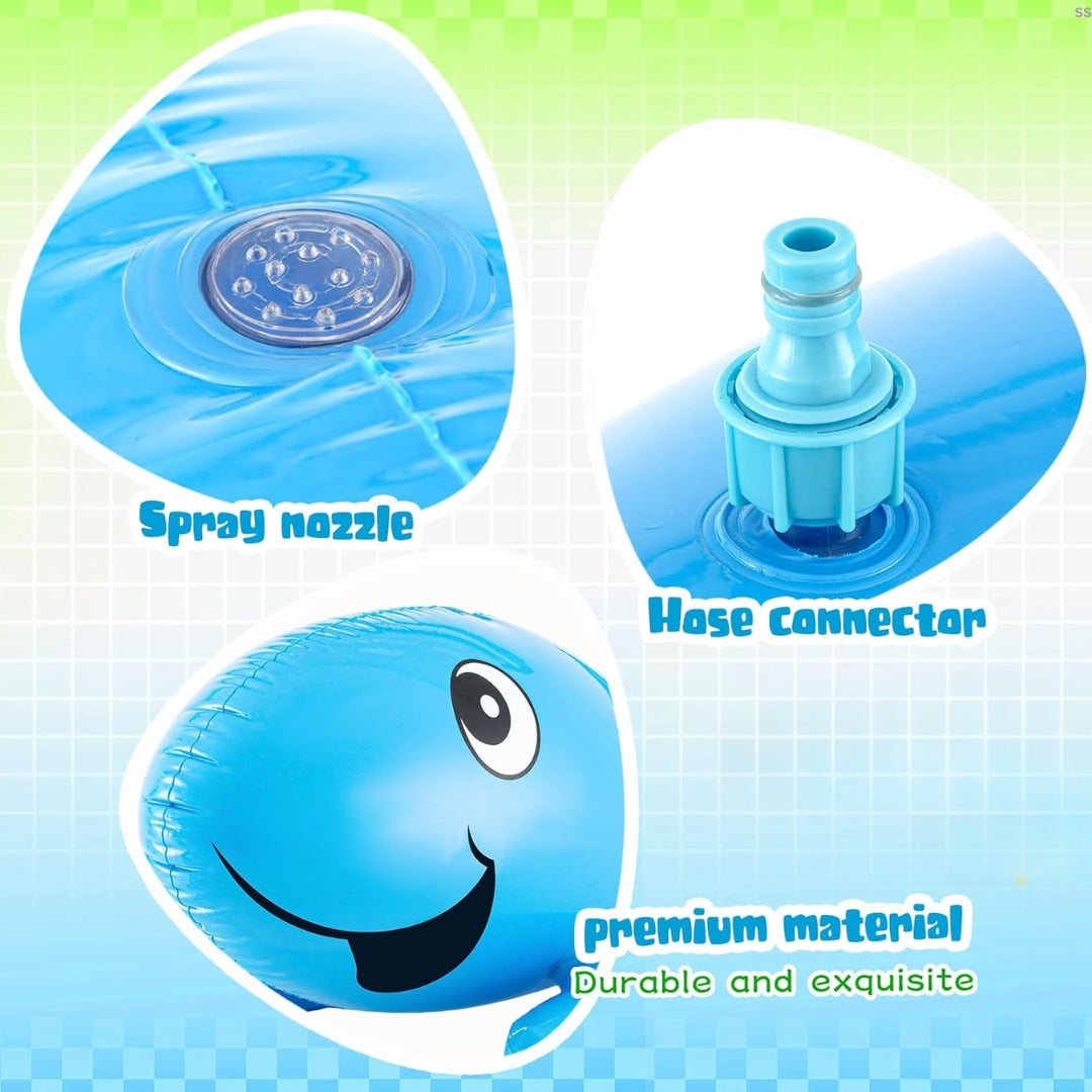 Shark Shaped Blue Inflatable Water Sprinkler for Kids - 1PC