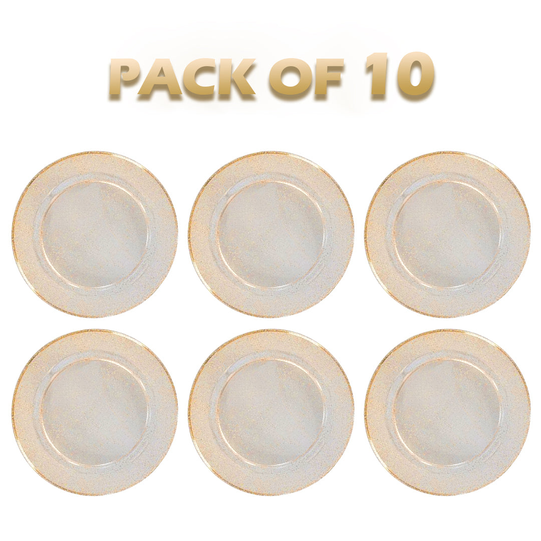 Gold Shimmer Plastic Durable Party Plates - 10 inches - 6PC
