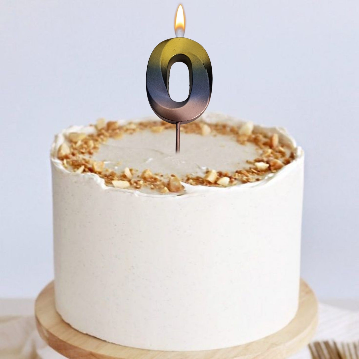 Number 0 Metalic Golden Purple Pink Stick Candle - 1PC