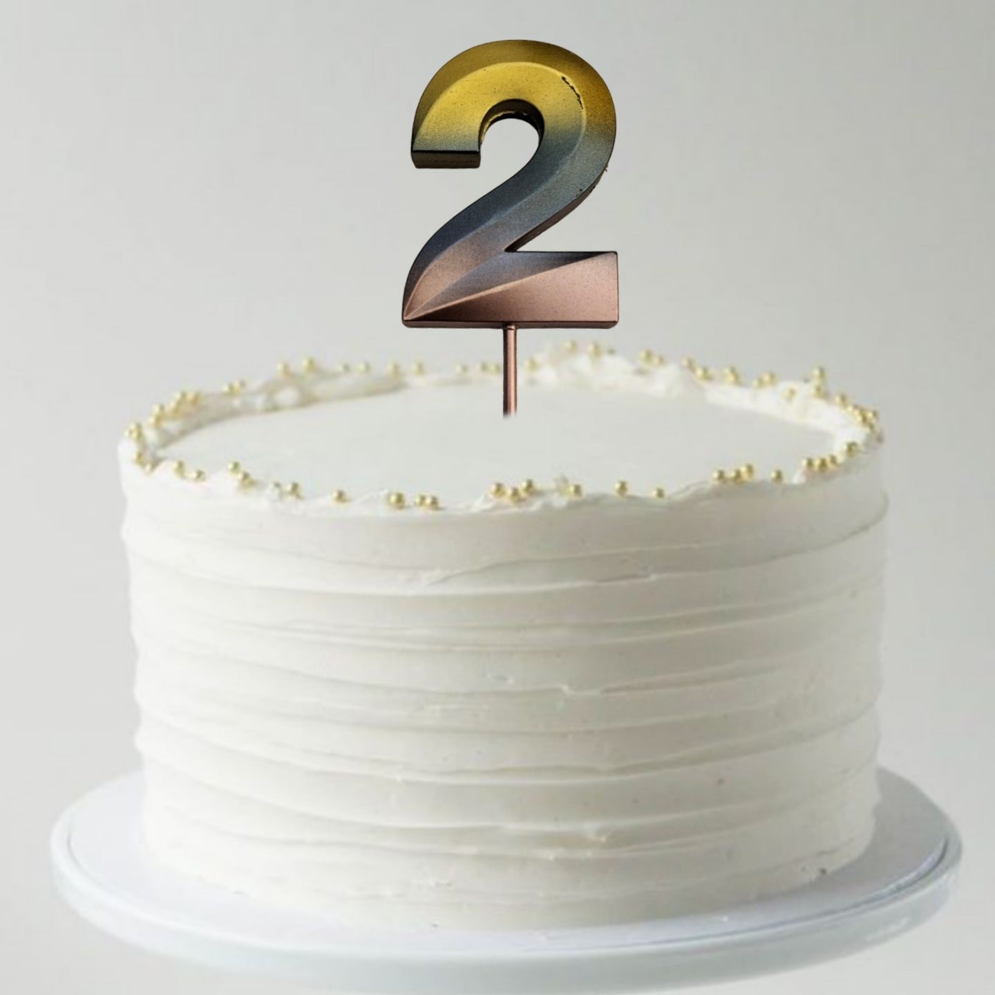 Number 2 Metalic Golden Purple Pink Stick Candle - 1PC