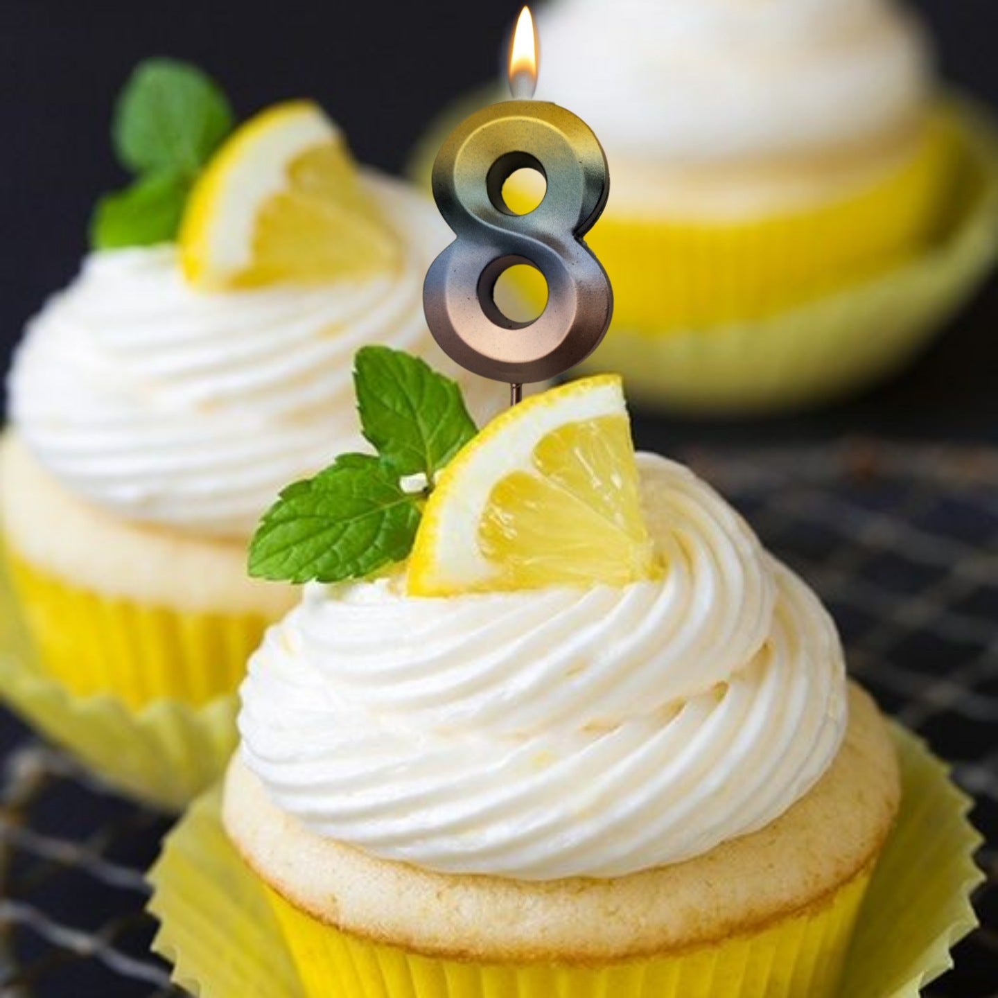 Number 8 Metalic Golden Purple Pink Stick Candle - 1PC