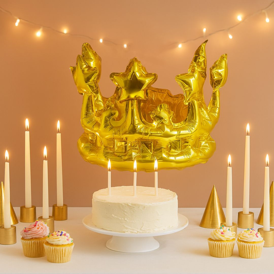 Inflatable Crown Shape Gold Balloon