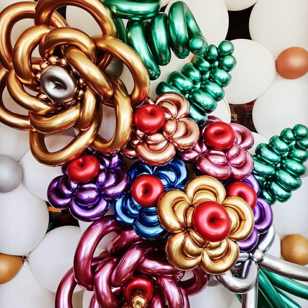 Multicolor Chrome Designer Twisting Balloons - Pack of 10