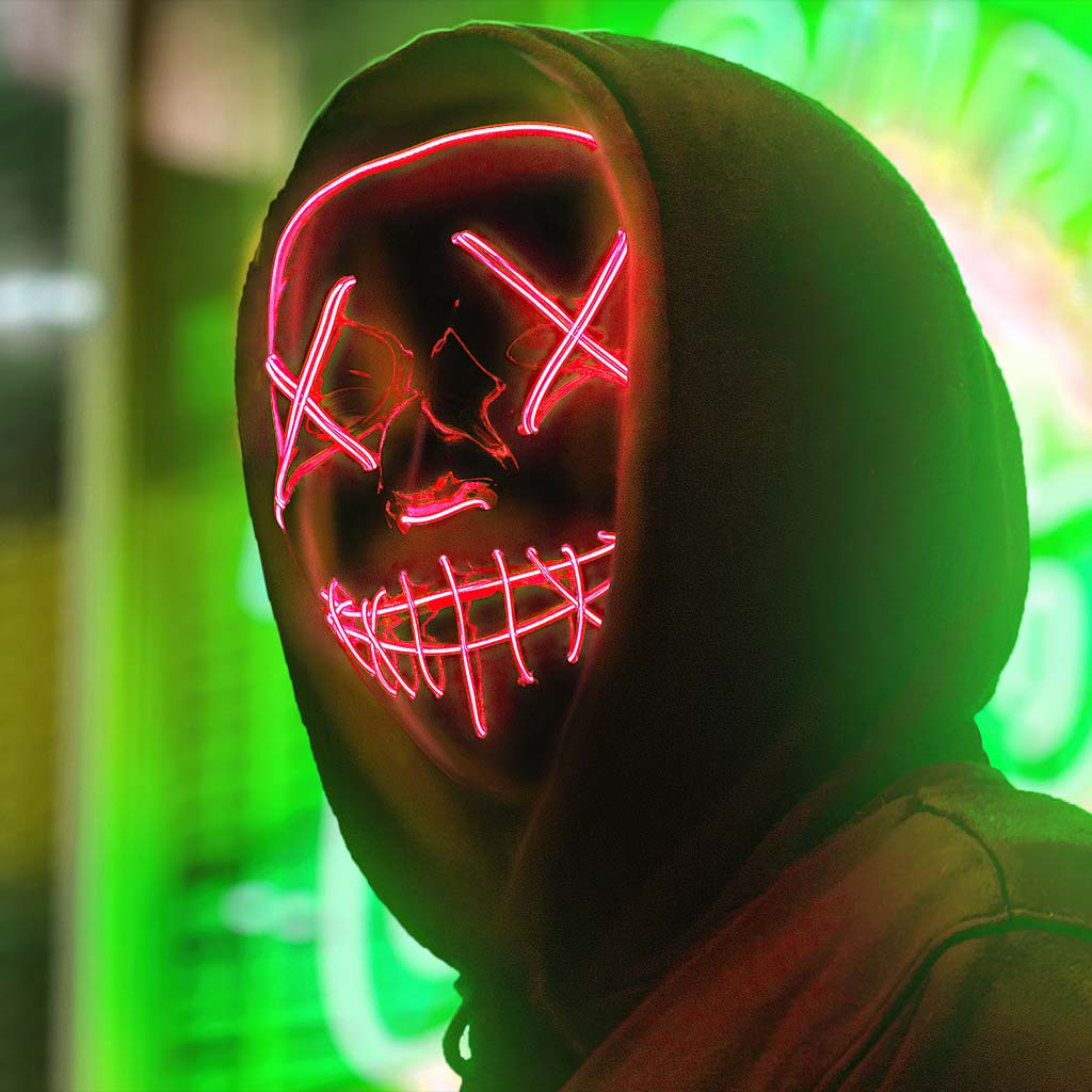 Light Up Dracula Mask Red - 1PC