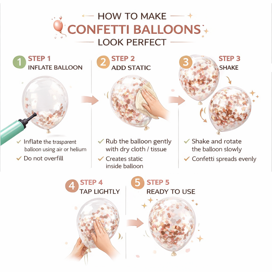 Happy Birthday Rose Gold Balloons and Rose Gold Confetti Balloons Combo Set - 22PC