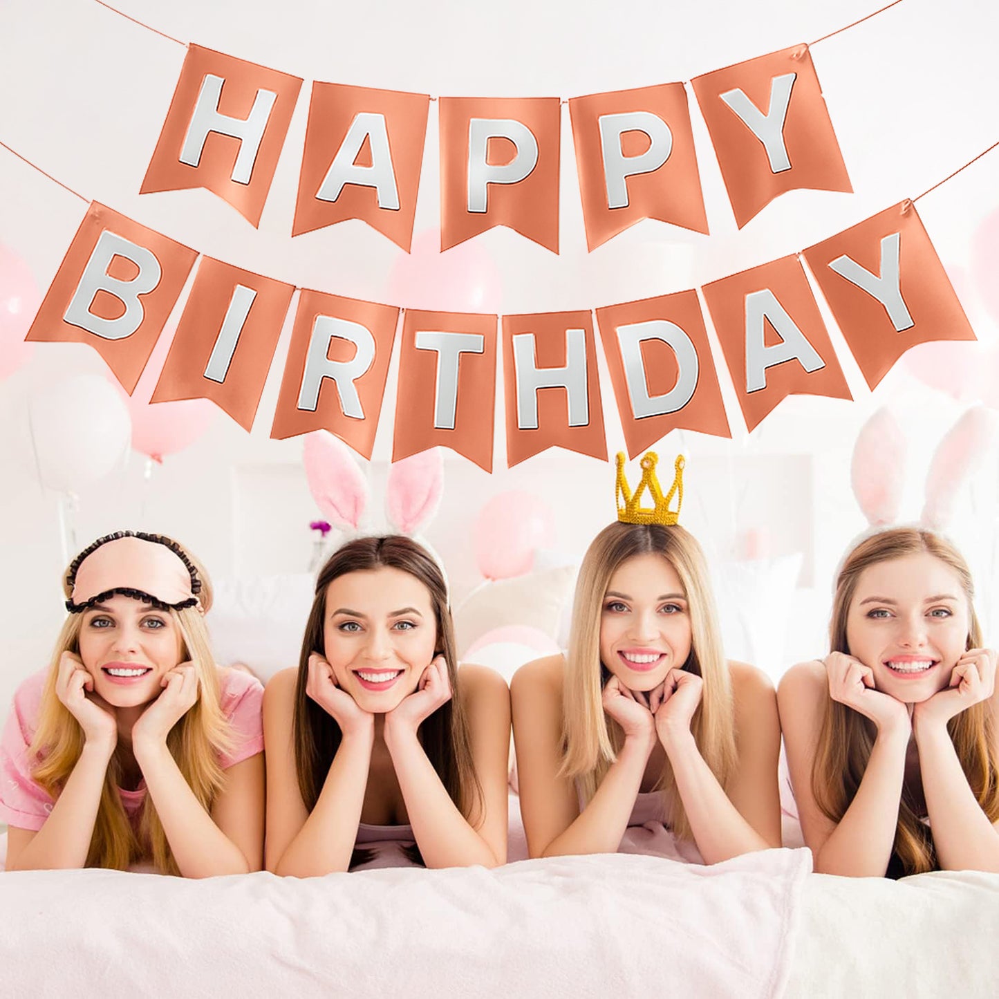 Metallic Rose Gold Happy Birthday Banner - 1PC