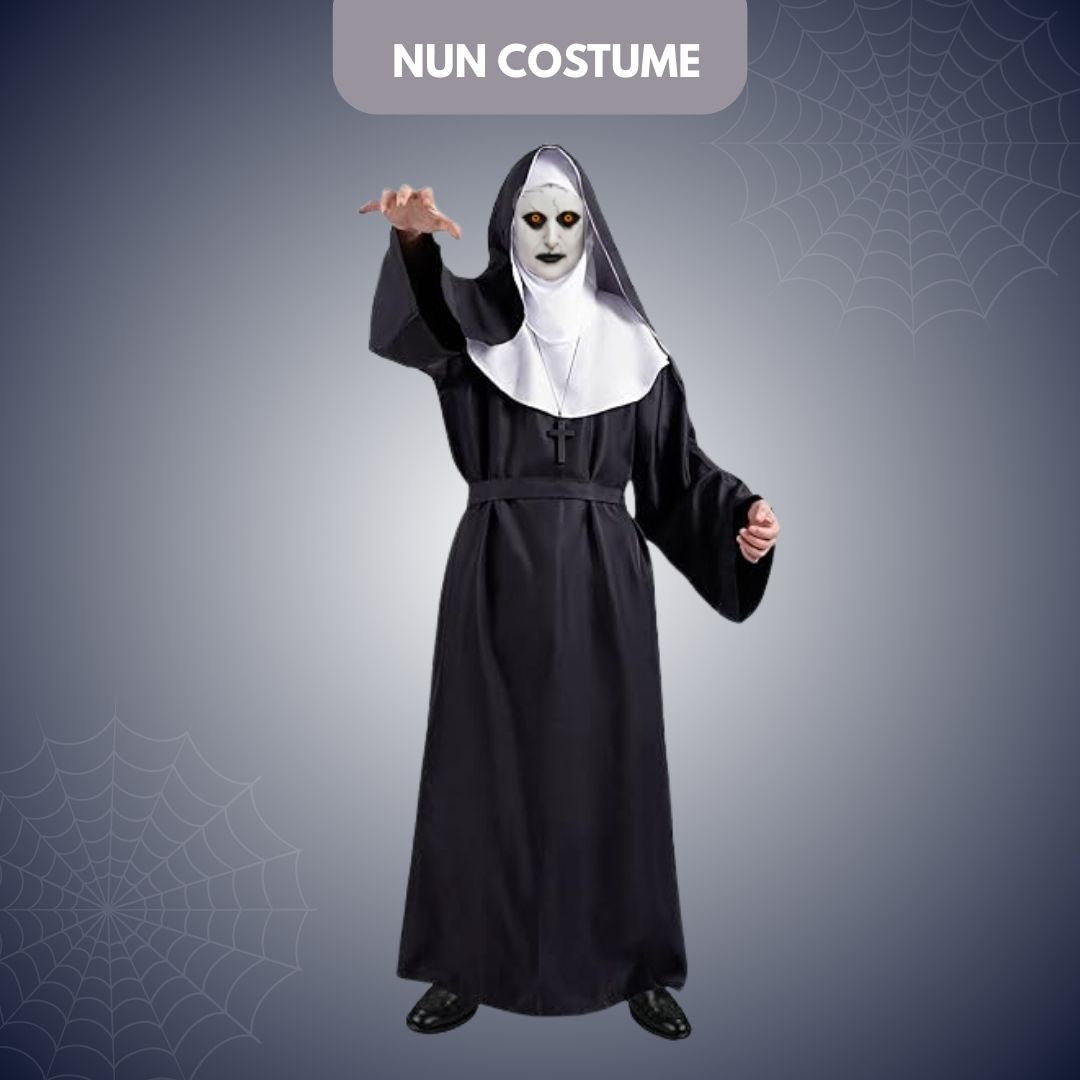 dress nun Conjuring Nun Costume Adult Large w/ Waist Belt and Latex Mask