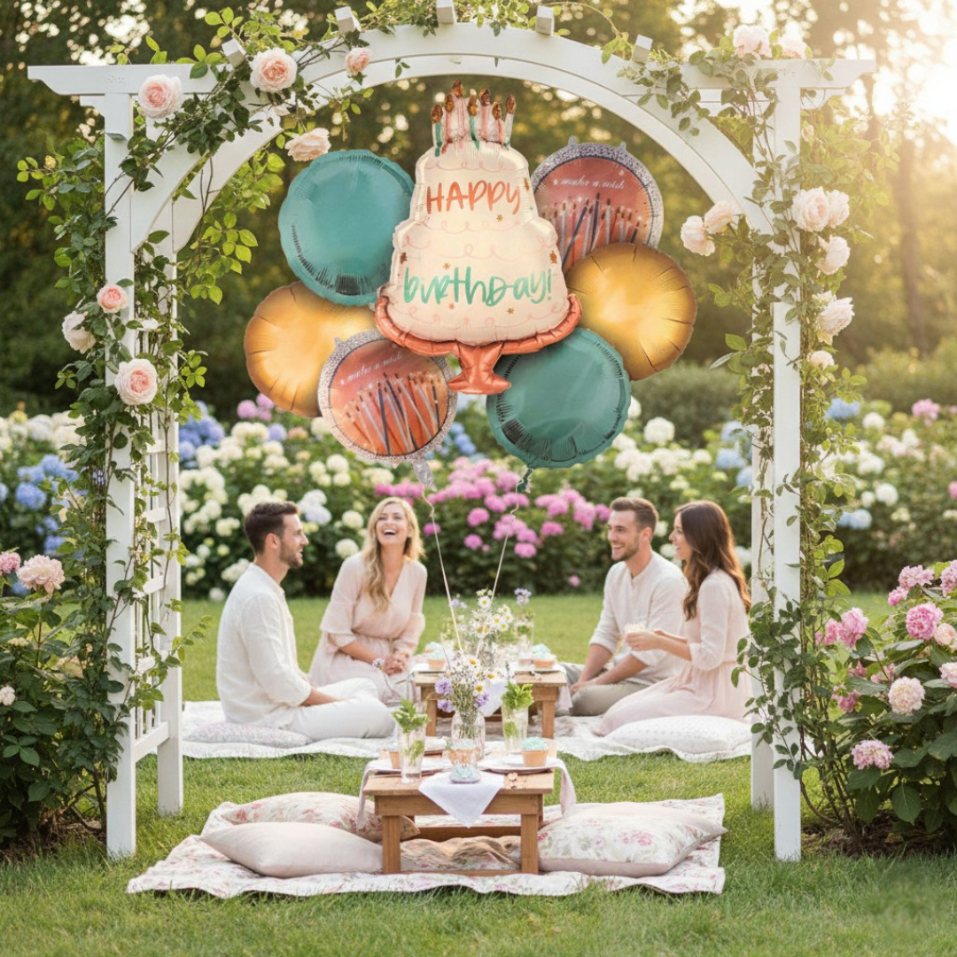 Make a Wish Happy Birthday Pastel Balloons Set - 7PC