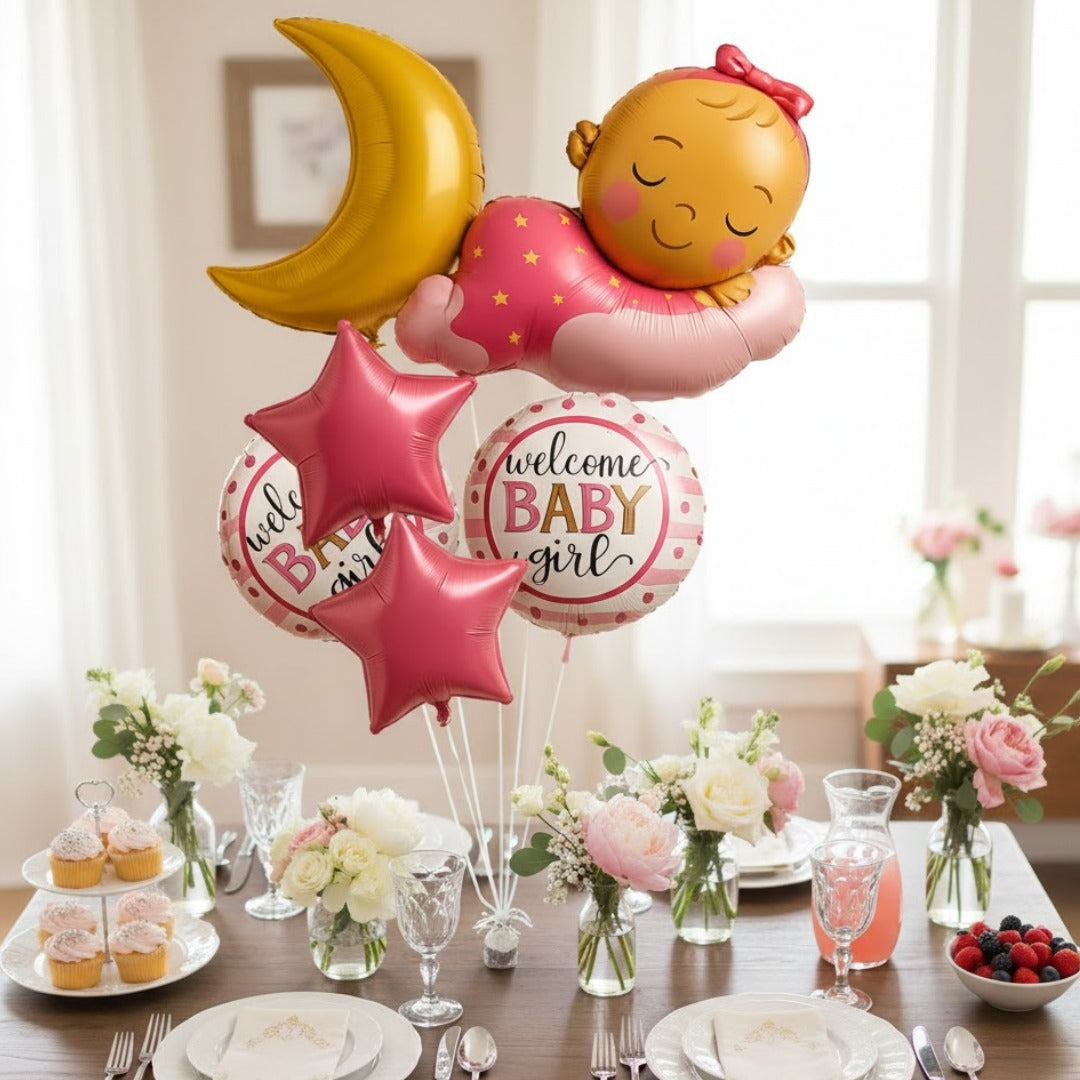 Welcome Baby Girl Balloon Set - 6PC