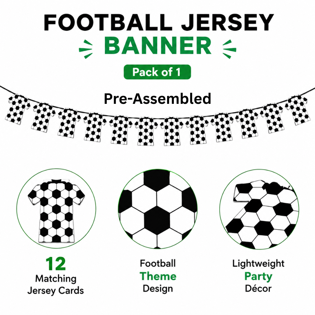 Football Theme Jersey Shaped Paper Bunting Banner - 10FT | World Cup Foot Ball Fever Banner with Soccer Print | Garland for Match Day Party